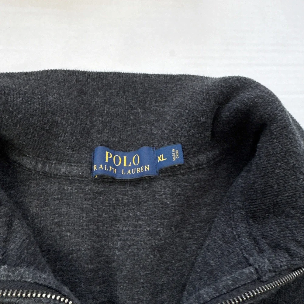 Polo Ralph Lauren Quarter Zip Pullover Men's Size XL Gray Cotton Sweater‎